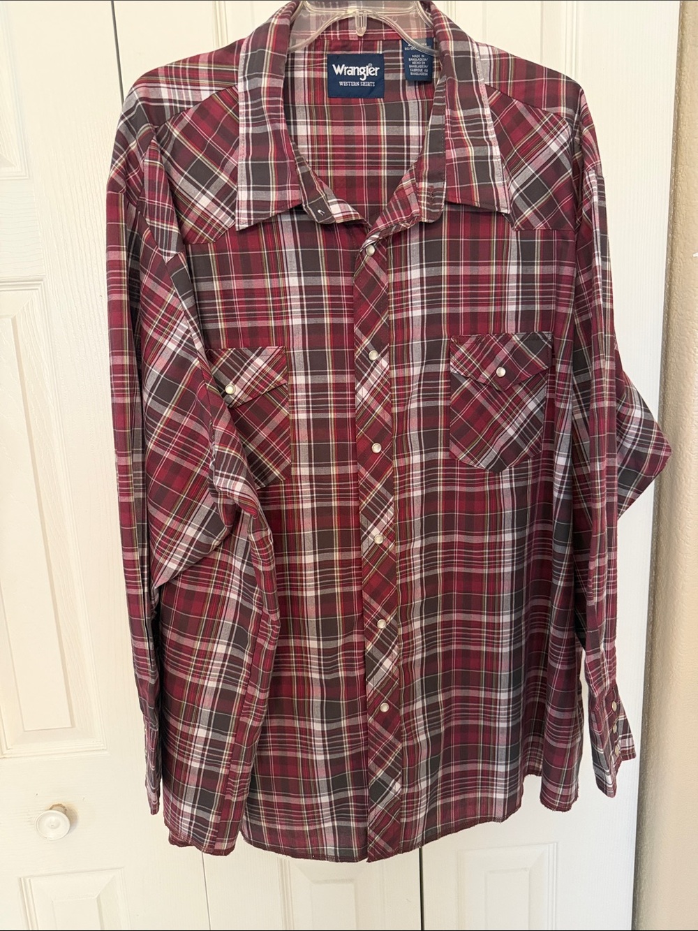 Wrangler Western Shirt size 4X pearl snaps burgundy